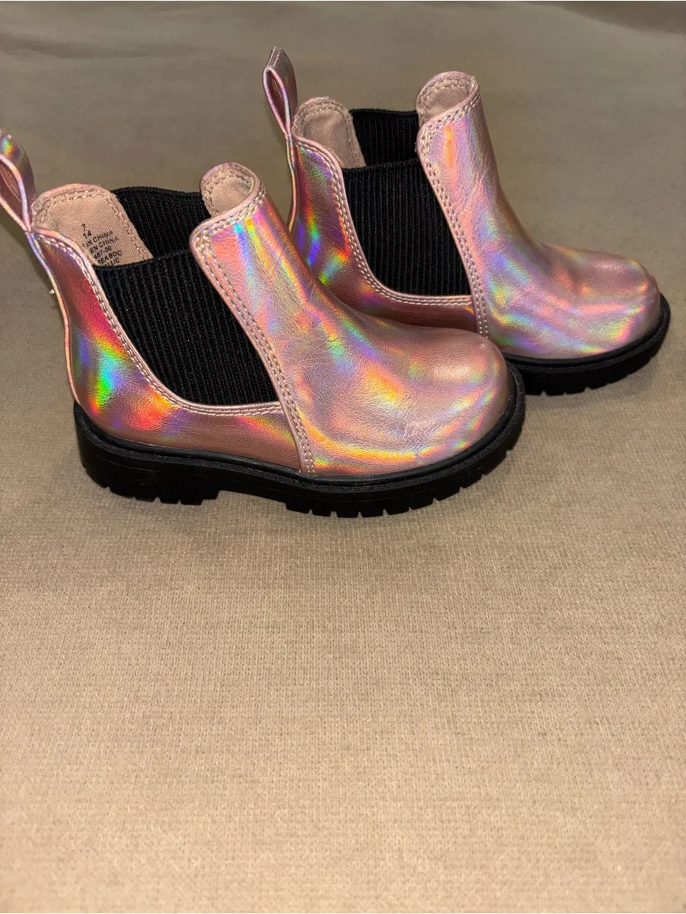 Kids Iridescent Chelsea Boots - Pink Holographic - toddler 7